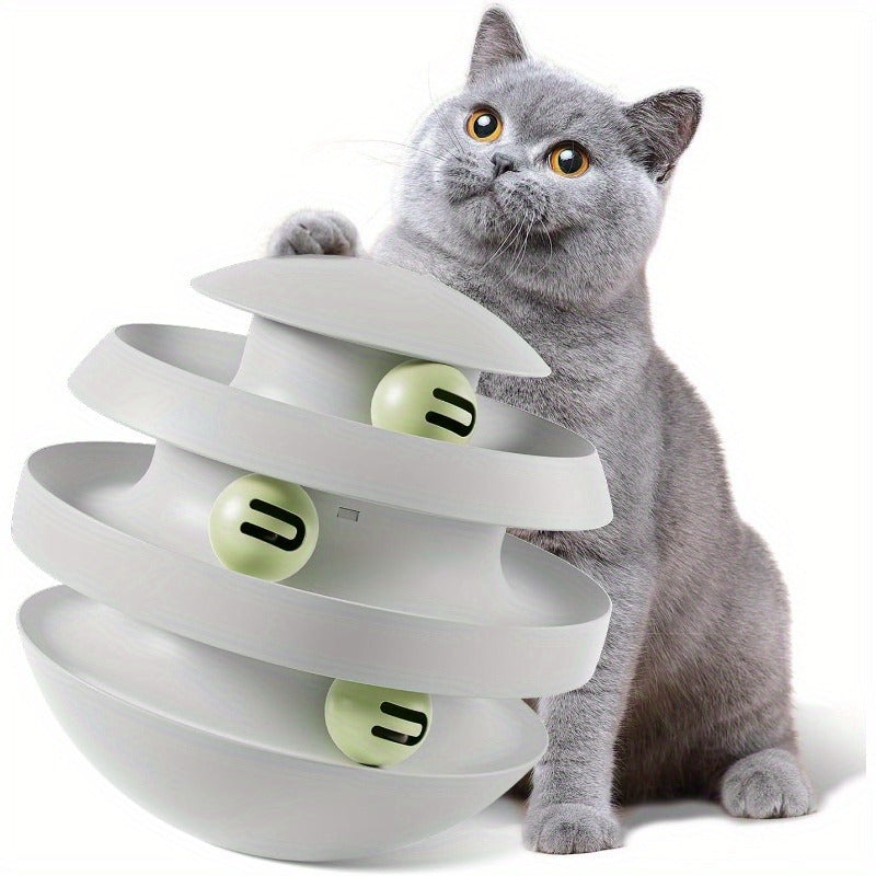 1pc Interactive Cat Toy with Wobbling Tumbler & 3-Layer Bell Balls - Self-Paly Rolling, No Batteries Needed, Safe PP Material - Indoor/Travel Entertainment for All Cats - Perfect Gift for Hunting & Exercise, Toyedfor Cats, Spherical Design