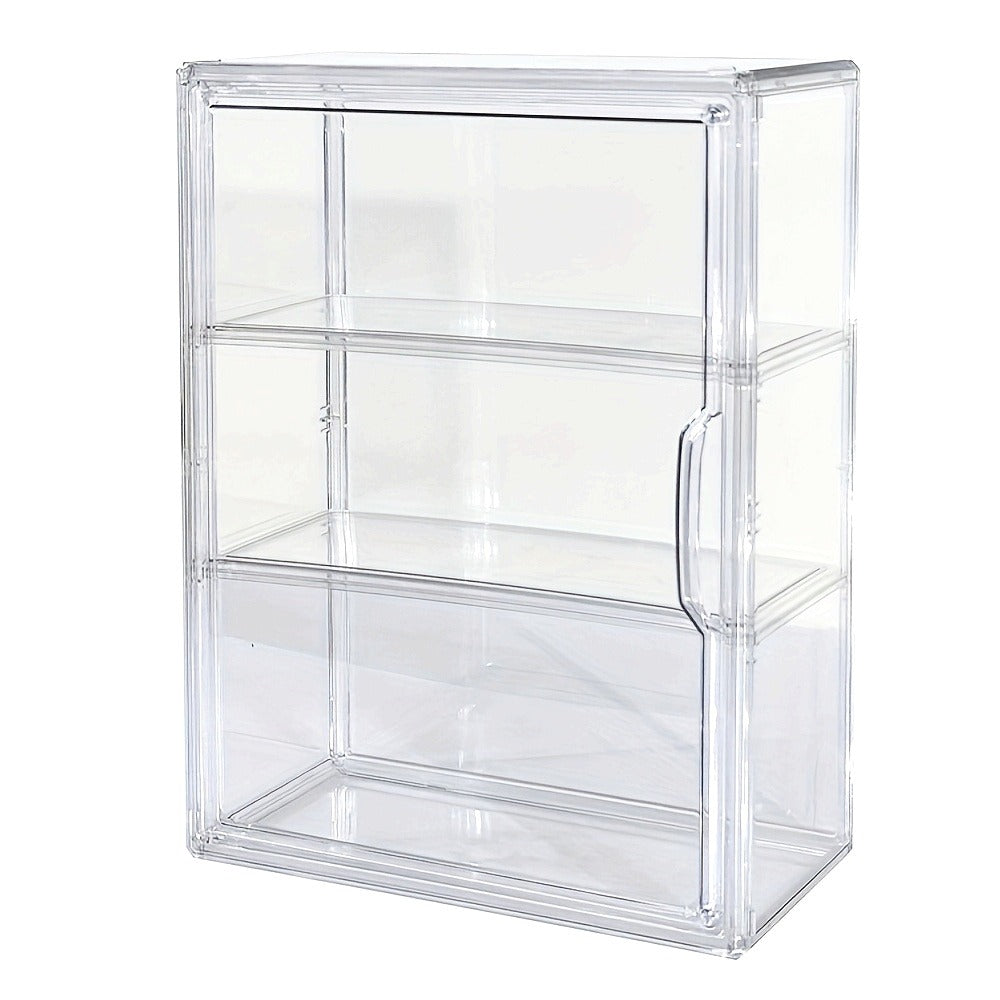 3-Tier Clear Acrylic Display Case with Window View - Dustproof Storage Organizer for Collectible Figurines, Modern Transparent Showcase for Display and Organization, Shelf Decor, Figure Display, Contemporary Design, Durable Construction