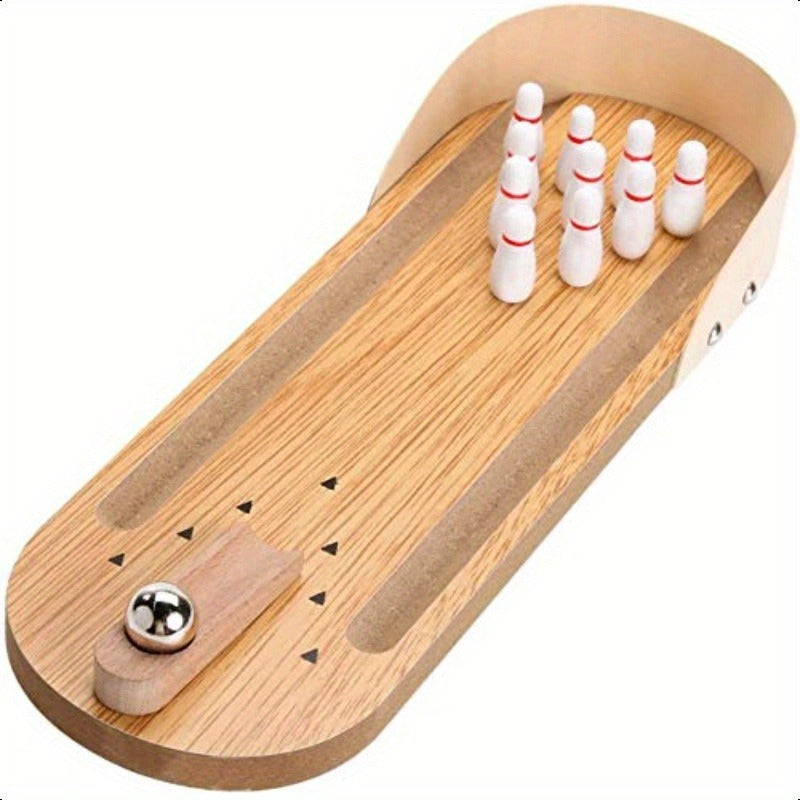 Table Top Mini Bowling Game SetTabletop Wooden Board Mini Arcade Desktop Tiny Bowling Shooting Alley Office Desk Str Relief Gadgets Small Finger Toys Fun Gag Gifts for MenWomen Teens Boys