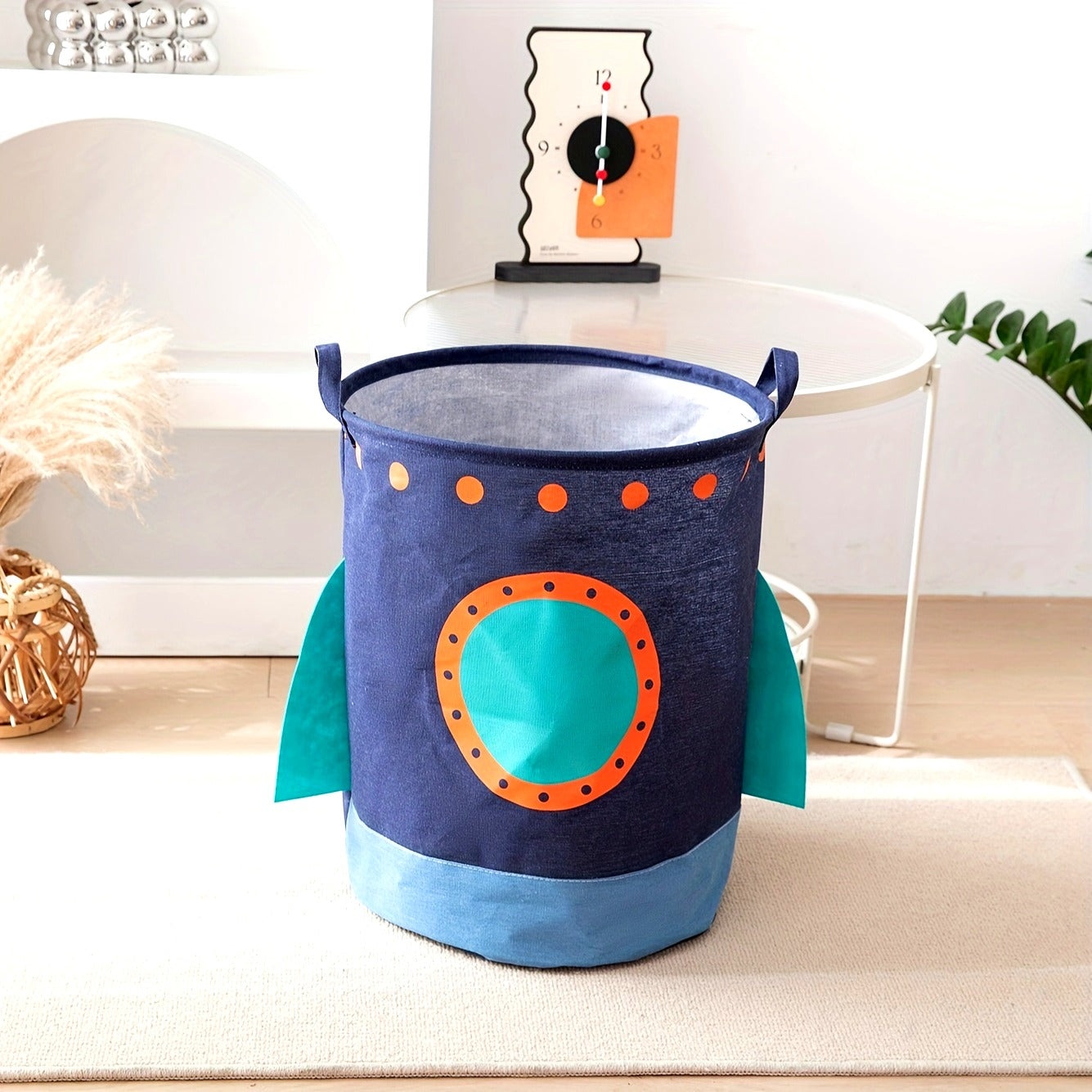 Space Planet Large Canvas Storage Basket , Foldable Nursery Hamper with Vibrant Cosmic Design for Boys & Girls - Ideal for Clothes, Toys, Office & Bedroom Organization, Nursery Organizer|Foldable Bin|Polyester Fabric, Laundry Baskets