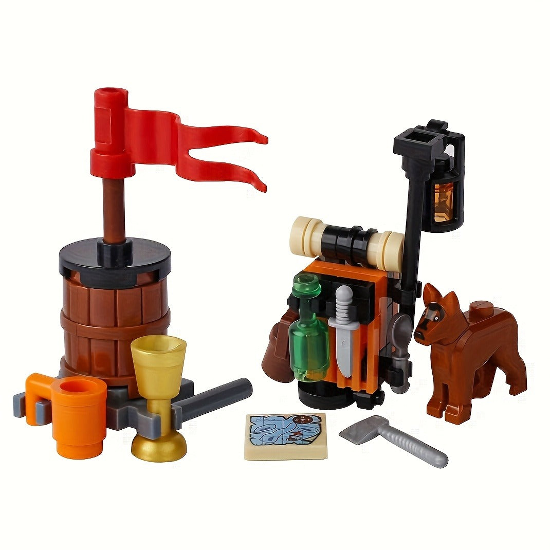 Small Particle Puzzle Building Block Toy, Wanderer Backpack, Luggage, Apple Juice Beverage Machine, Mini Small-sized Assembly Toy, DIY Ornament