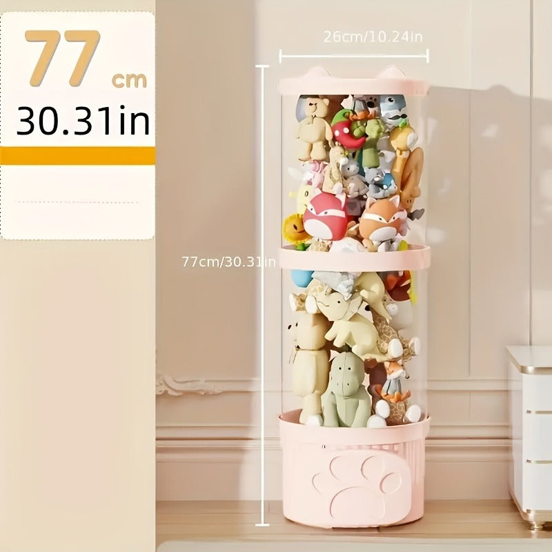 1pc Cat Ear Style Stackable Plush Toy Storage Bin - Waterproof, Space-Saving Plush Animal Organizer, Cute Home Decor, Easy Assembly Without Tools, Available in 3 Colors, Suitable for Youngsters' Room and Living Room
