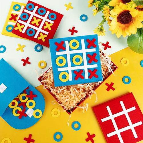 12pcs Mini Tic Tac Toe Game - Colorful Felt Material, Portable & Easy to Set Up, Ideal for Birthday Party Favors & Indoor Celebrations, Fun Family Activity, Party Game|Vibrant Game|Easy Setup Game, Game Accessories