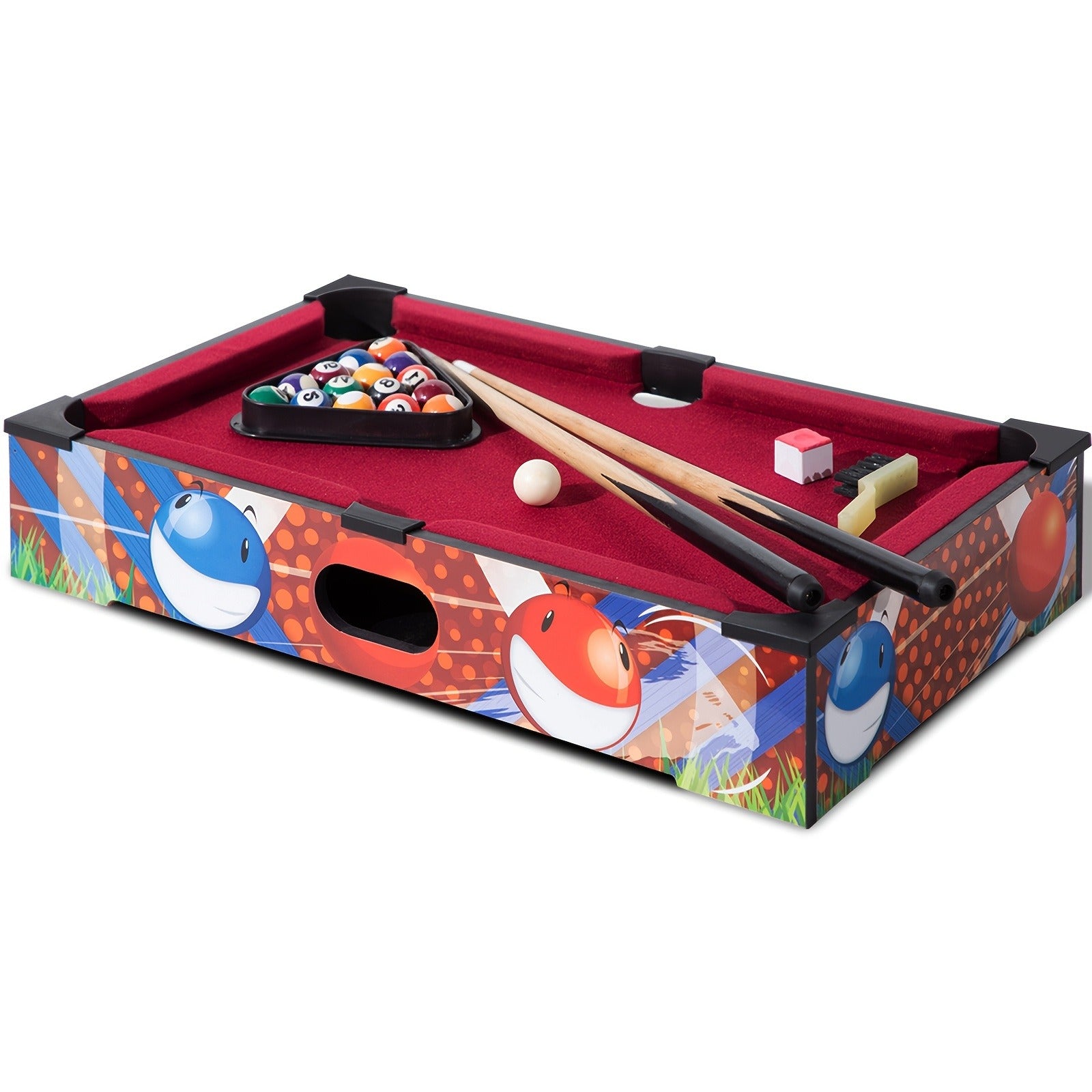 20" Mini Tabletop Billiard Table, Mini Pool Table, Portable Billiard Table W/Equal Proportion Solid Billiard Balls, Rubber Cushion Bumper And Mini Tabletop Pool Set