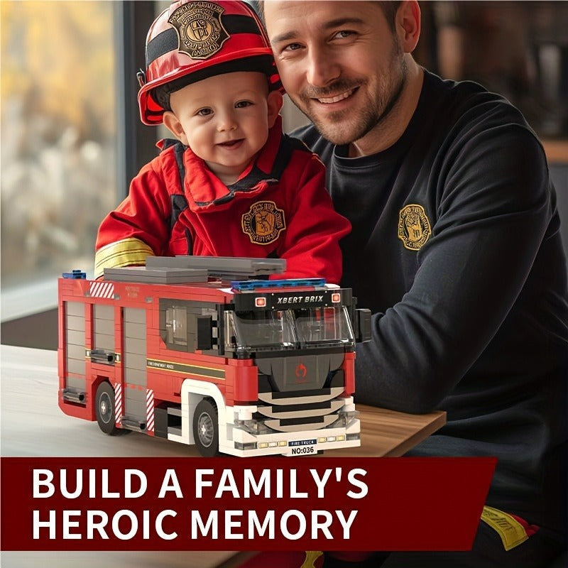 City Car Fire Truck Building Blocks, Small Particles, Beneficial Intelligence Assembly Toys, Puzzle Gifts