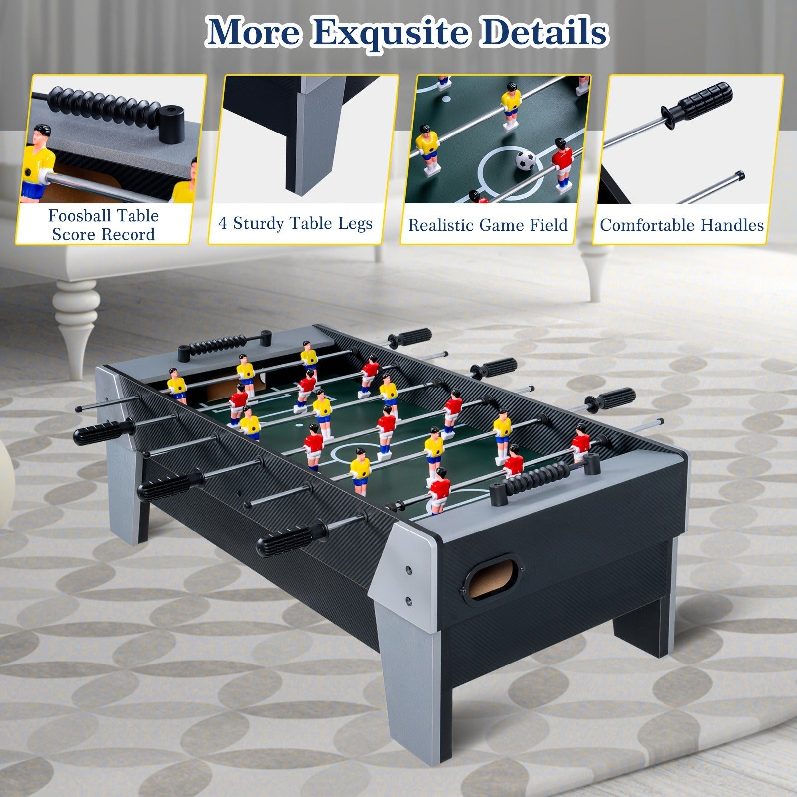 33" Game Table, 4-in-1 Multi Sports Arcade Game W/Soccer, Billiards Tabletop, Table Tennis, Hockey Tabletop, Combination Arcade Set For Home Play Room Party Bars Family Night, Combination Arcade Game Set With Accessories