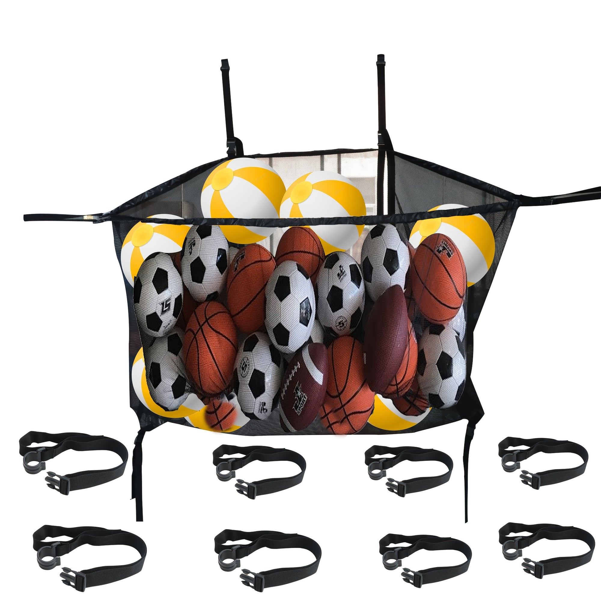 Large Pool Storage Bag Foldable Hanging Heavy-Duty Mesh Toy Organizer for Home and Outdoor Use, High Capacity Beach Inflatable Toy Net Bag for Poolside Organization
