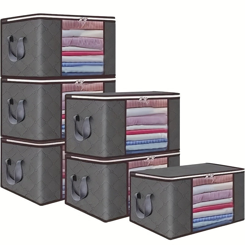 6pcs Extra Large Storage Bags, Durable Folding Clothes Organizer for Bedding, Blankets, Pillows, and Toys, Thick Polypropylene Fabric, with Zipper and Lid, Reinforced Handles, for No Electricity Needed, Other (Accessory Organizers)