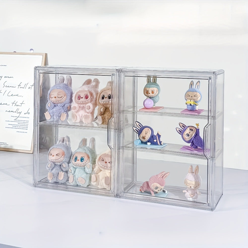 3-Tier Clear Acrylic Display Case with Window View - Dustproof Storage Organizer for Collectible Figurines, Modern Transparent Showcase for Display and Organization, Shelf Decor, Figure Display, Contemporary Design, Durable Construction
