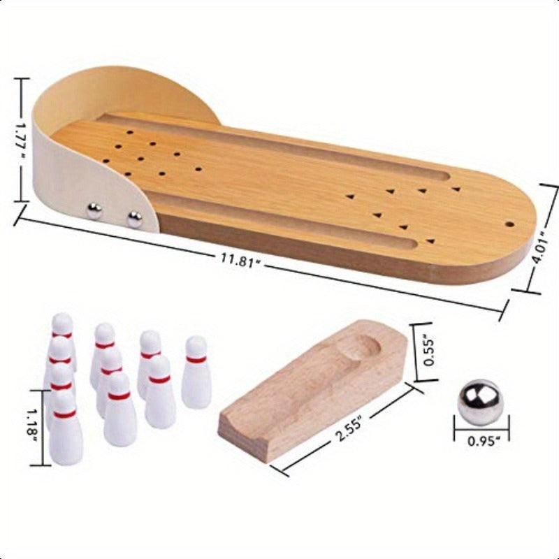 Table Top Mini Bowling Game SetTabletop Wooden Board Mini Arcade Desktop Tiny Bowling Shooting Alley Office Desk Str Relief Gadgets Small Finger Toys Fun Gag Gifts for MenWomen Teens Boys