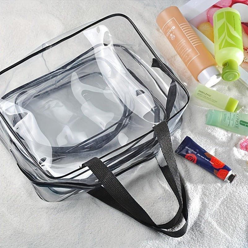 2/4pcs Large Toy Storage Bag Multi-purpose Zipper Transparent PVC Travel Box, for Building Blocks, Puzzles, Student Books, Toiletries - Rectangular, Transparent Plastic Material, Intuitive and Visible, Easy to Organize and Find Materials