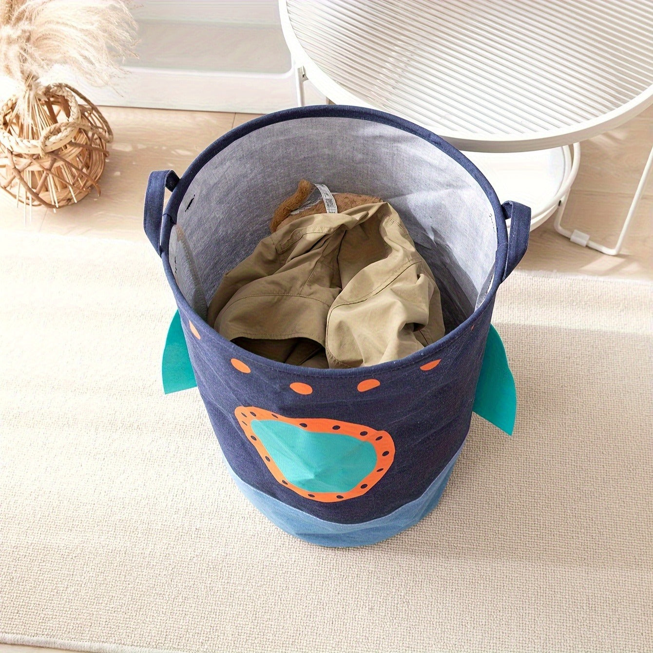 Space Planet Large Canvas Storage Basket , Foldable Nursery Hamper with Vibrant Cosmic Design for Boys & Girls - Ideal for Clothes, Toys, Office & Bedroom Organization, Nursery Organizer|Foldable Bin|Polyester Fabric, Laundry Baskets