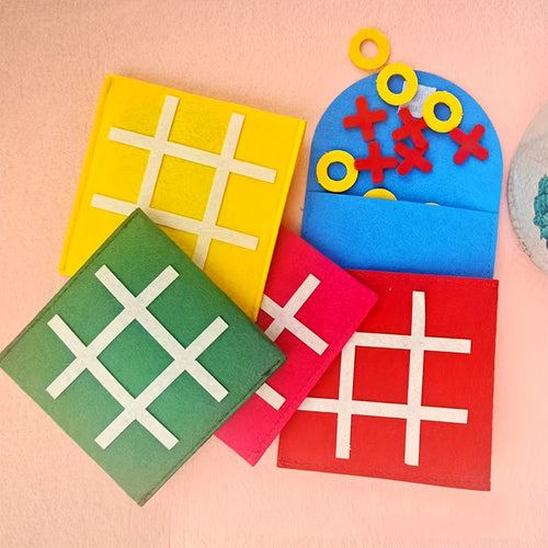 12pcs Mini Tic Tac Toe Game - Colorful Felt Material, Portable & Easy to Set Up, Ideal for Birthday Party Favors & Indoor Celebrations, Fun Family Activity, Party Game|Vibrant Game|Easy Setup Game, Game Accessories