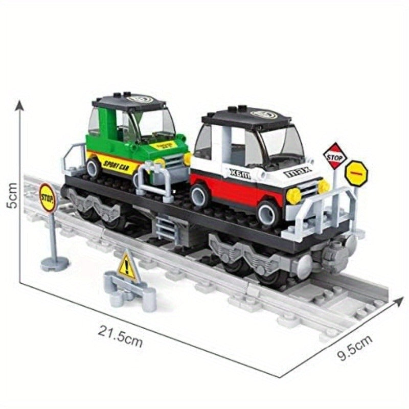 General Jim's Car Transport Train Cars 186pcs Modular Building Block Bricks Train Set Building Toy and Bricks Building Blocks for Teens and Adults
