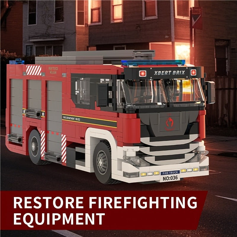 City Car Fire Truck Building Blocks, Small Particles, Beneficial Intelligence Assembly Toys, Puzzle Gifts