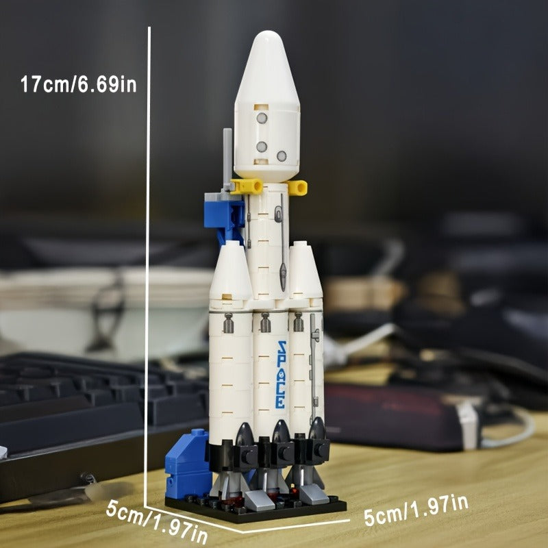 Rocket Building Kit With Launch Tower Movable Spaceship Model For Sci-Fi Lovers Desk Display & Unique Gift Idea Stress Relief Blocks