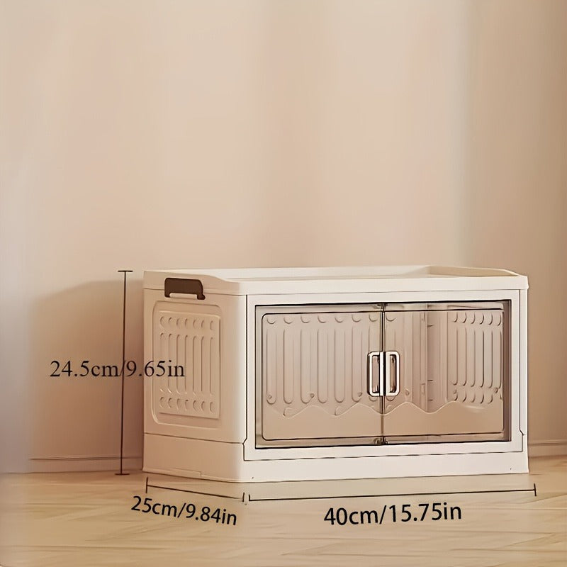 1pc Freestanding Multi-Tier Storage Organizer, Double Door Plastic Cabinet for Toys, Snacks, Clothes - Versatile Stackable Shelving Unit for Various Room Types, No Electricity or Battery Needed