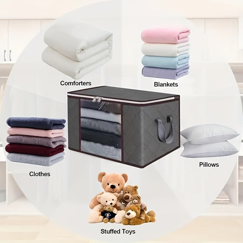 6pcs Extra Large Storage Bags, Durable Folding Clothes Organizer for Bedding, Blankets, Pillows, and Toys, Thick Polypropylene Fabric, with Zipper and Lid, Reinforced Handles, for No Electricity Needed, Other (Accessory Organizers)