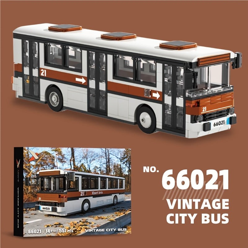 1976 Retro City Bus Building Blocks Puzzle Assembly City Bus Bus Decoration Model Boy