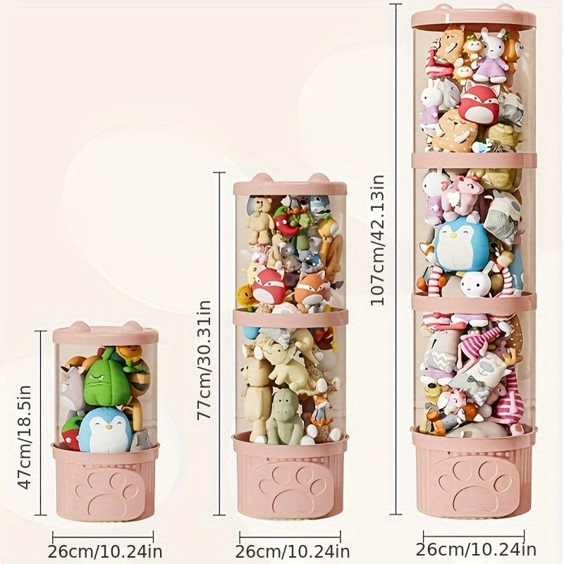 1pc Cat Ear Style Stackable Plush Toy Storage Bin - Waterproof, Space-Saving Plush Animal Organizer, Cute Home Decor, Easy Assembly Without Tools, Available in 3 Colors, Suitable for Youngsters' Room and Living Room
