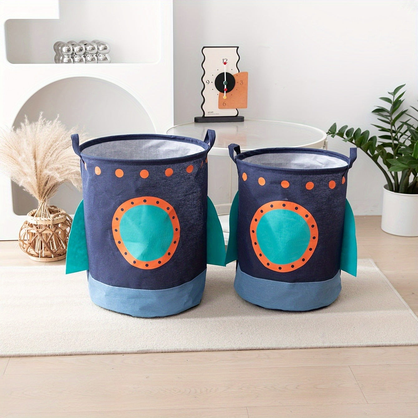 Space Planet Large Canvas Storage Basket , Foldable Nursery Hamper with Vibrant Cosmic Design for Boys & Girls - Ideal for Clothes, Toys, Office & Bedroom Organization, Nursery Organizer|Foldable Bin|Polyester Fabric, Laundry Baskets