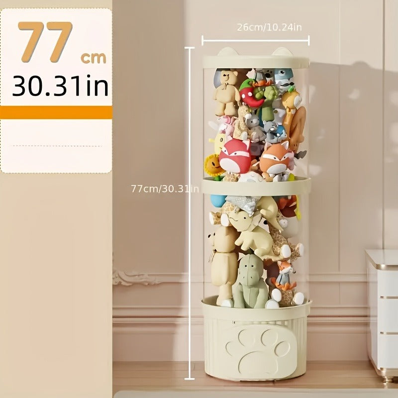 1pc Cat Ear Style Stackable Plush Toy Storage Bin - Waterproof, Space-Saving Plush Animal Organizer, Cute Home Decor, Easy Assembly Without Tools, Available in 3 Colors, Suitable for Youngsters' Room and Living Room