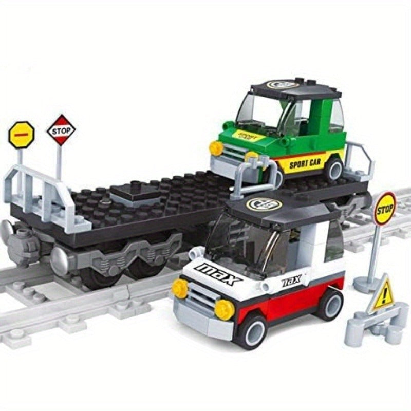 General Jim's Car Transport Train Cars 186pcs Modular Building Block Bricks Train Set Building Toy and Bricks Building Blocks for Teens and Adults