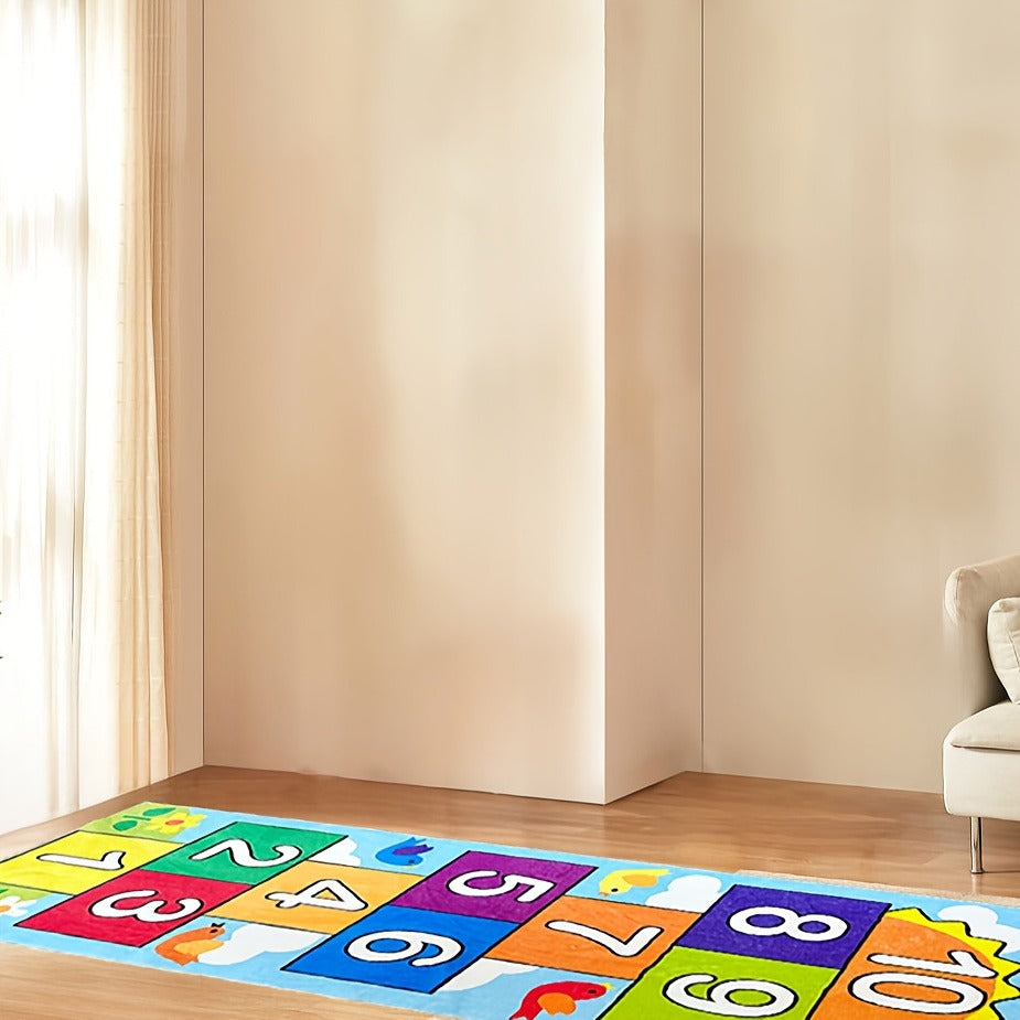 Soft & Safe Classic Hopscotch Mat - Bright Colors for Playtime Fun, Suitable for Kids Ages 3+, Indoor/Outdoor Use, Skid-Proof Backing - Perfect for Play Space & Room Decor!