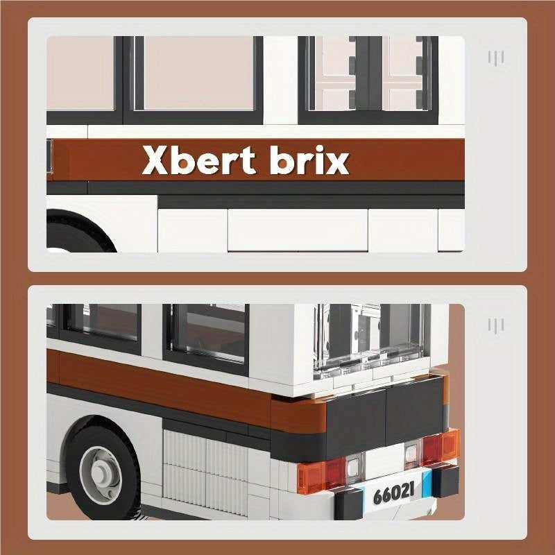 1976 Retro City Bus Building Blocks Puzzle Assembly City Bus Bus Decoration Model Boy