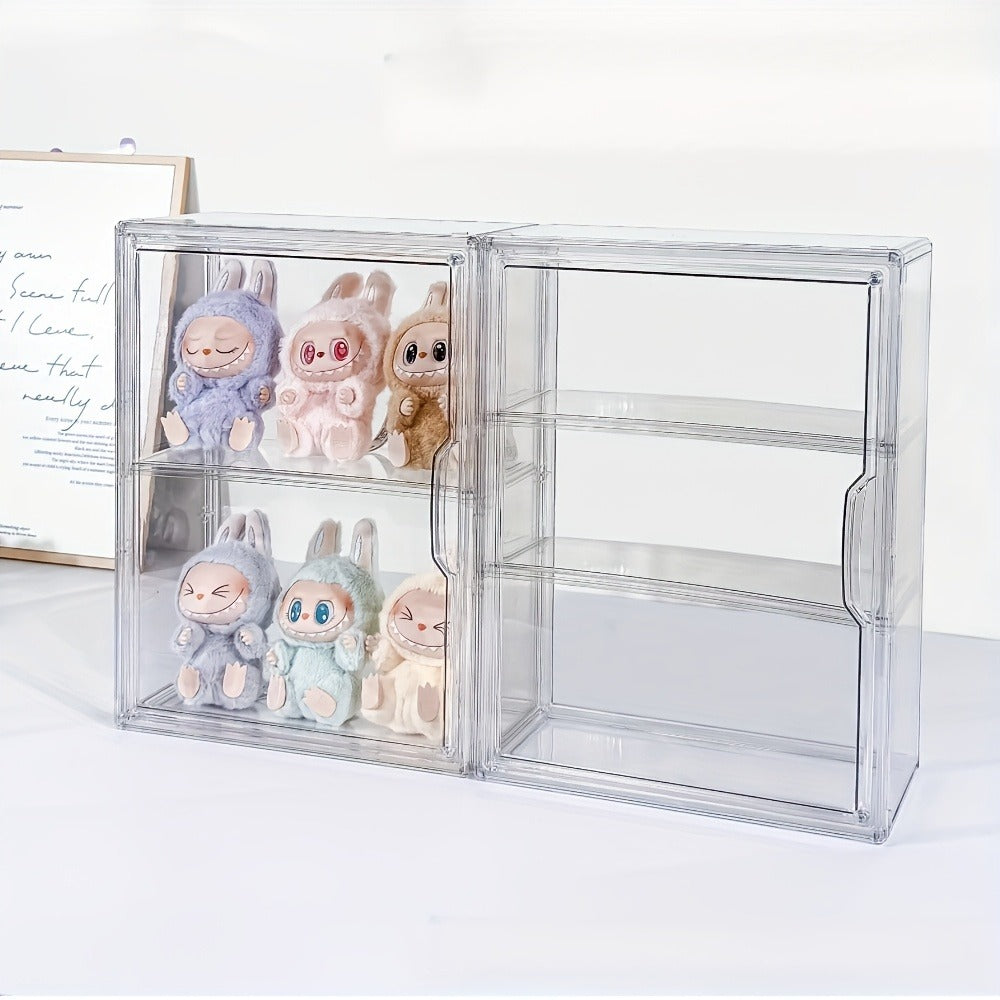 3-Tier Clear Acrylic Display Case with Window View - Dustproof Storage Organizer for Collectible Figurines, Modern Transparent Showcase for Display and Organization, Shelf Decor, Figure Display, Contemporary Design, Durable Construction