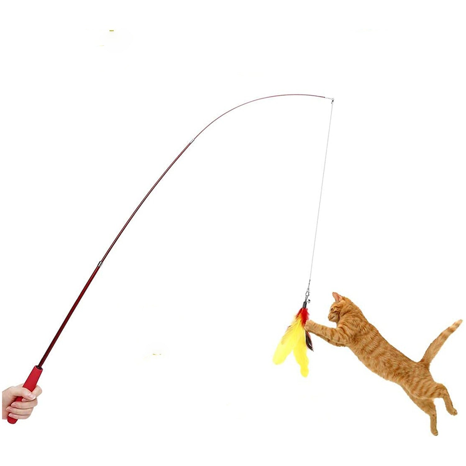 11pcs/Set with 9pcs Cat Replacement Heads of Teaser Stick & 2pcs Cat Teaser Stick, Without Battery