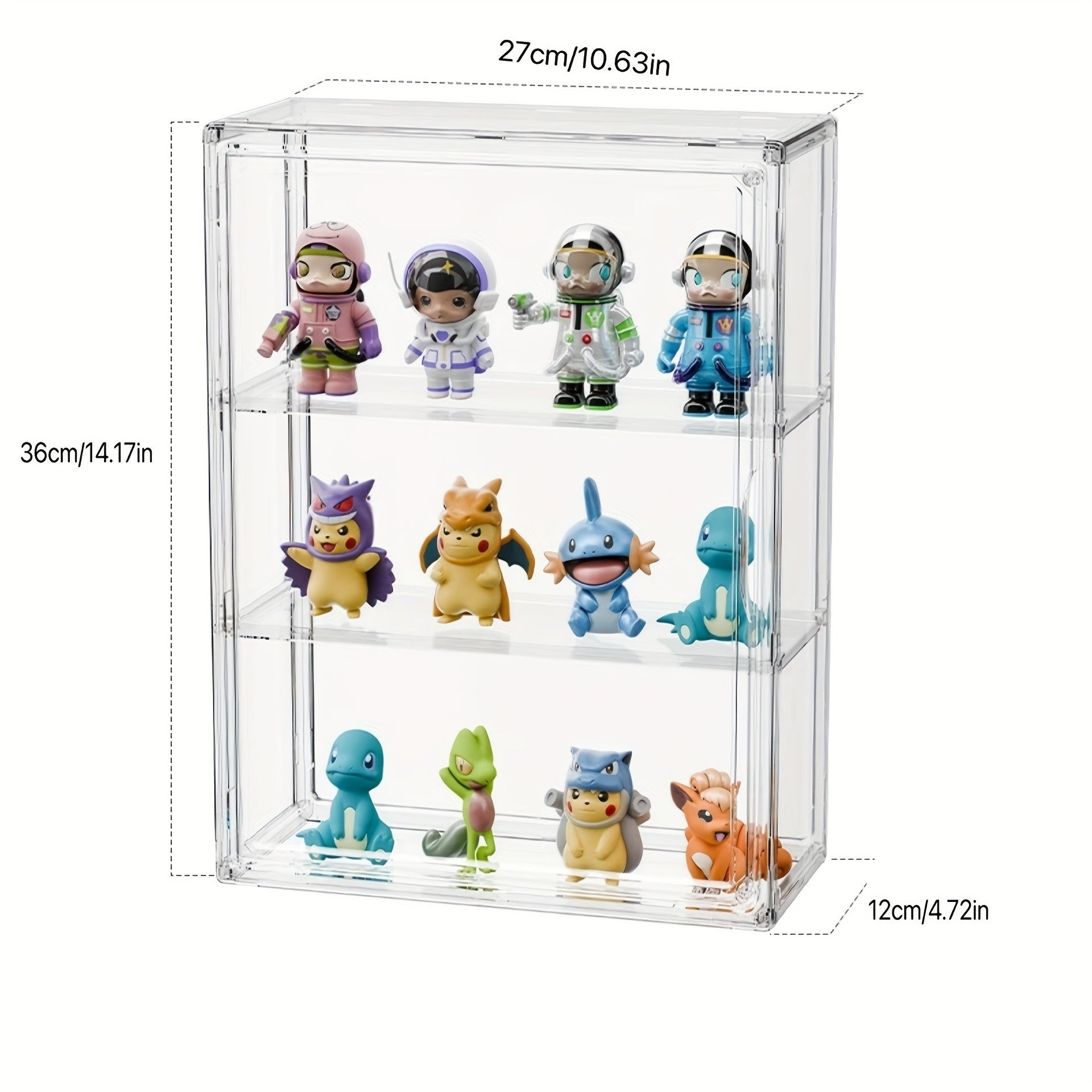 3-Tier Clear Acrylic Display Case with Window View - Dustproof Storage Organizer for Collectible Figurines, Modern Transparent Showcase for Display and Organization, Shelf Decor, Figure Display, Contemporary Design, Durable Construction