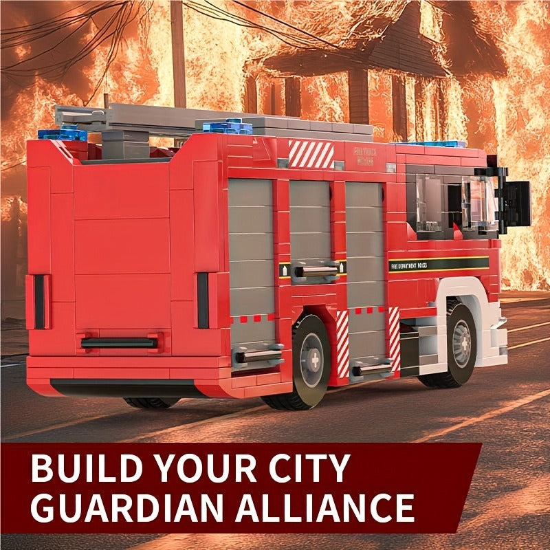 City Car Fire Truck Building Blocks, Small Particles, Beneficial Intelligence Assembly Toys, Puzzle Gifts