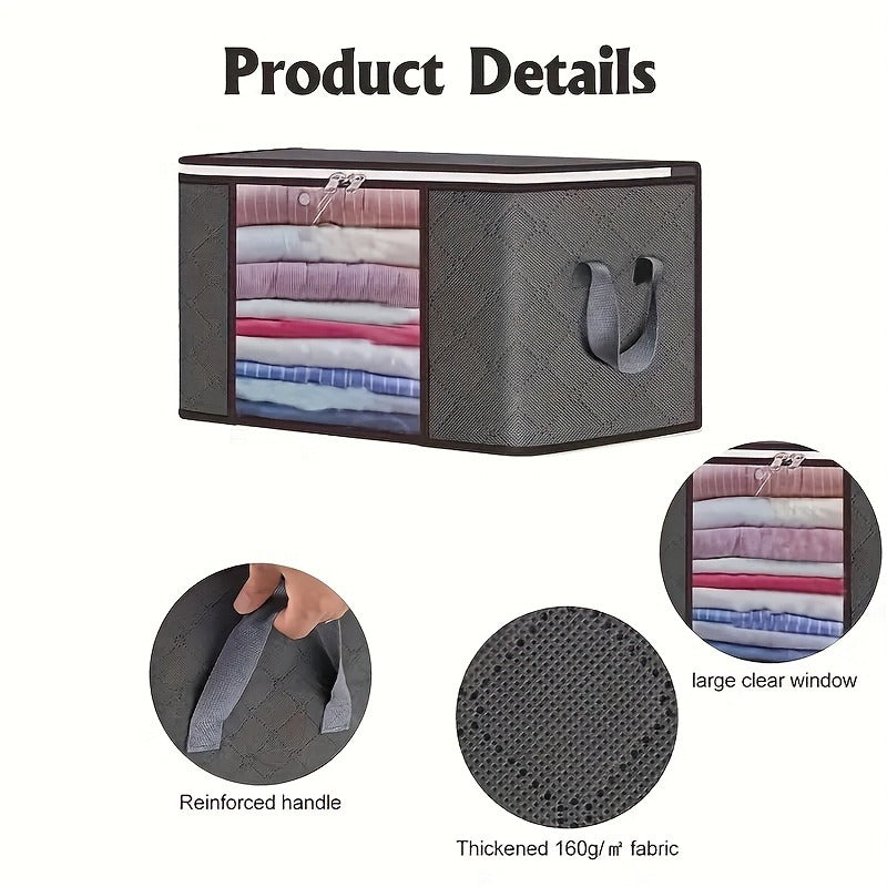 6pcs Extra Large Storage Bags, Durable Folding Clothes Organizer for Bedding, Blankets, Pillows, and Toys, Thick Polypropylene Fabric, with Zipper and Lid, Reinforced Handles, for No Electricity Needed, Other (Accessory Organizers)