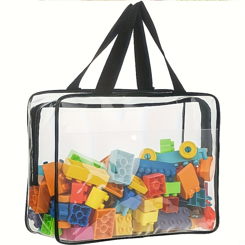 2/4pcs Large Toy Storage Bag Multi-purpose Zipper Transparent PVC Travel Box, for Building Blocks, Puzzles, Student Books, Toiletries - Rectangular, Transparent Plastic Material, Intuitive and Visible, Easy to Organize and Find Materials