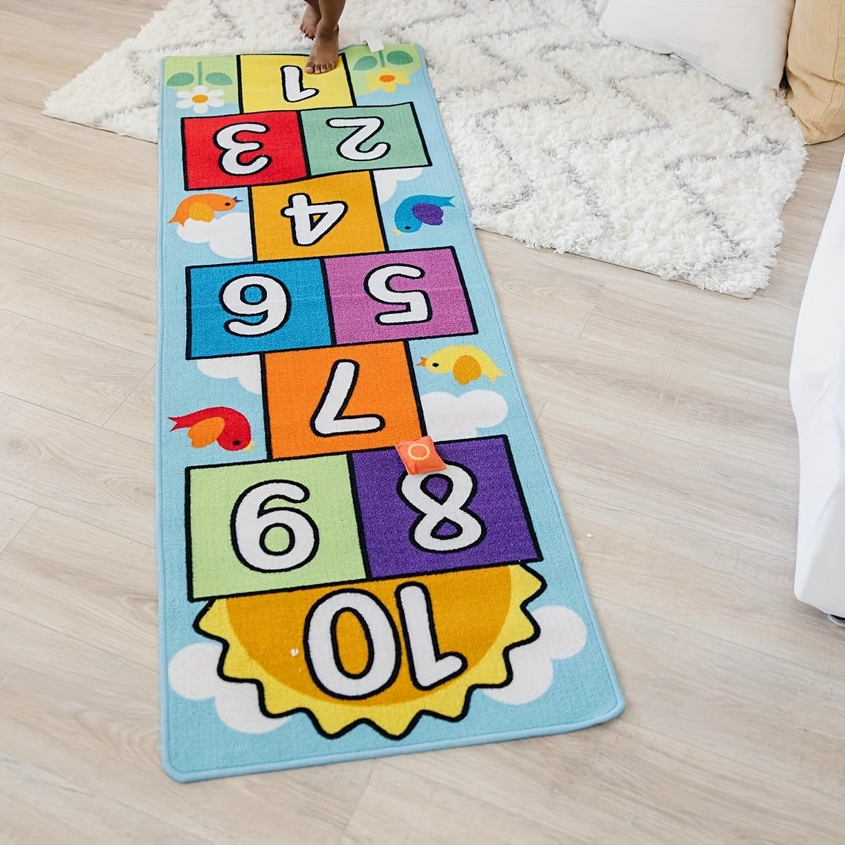 Soft & Safe Classic Hopscotch Mat - Bright Colors for Playtime Fun, Suitable for Kids Ages 3+, Indoor/Outdoor Use, Skid-Proof Backing - Perfect for Play Space & Room Decor!