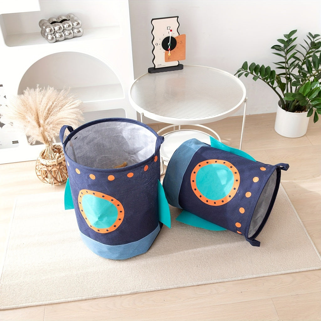 Space Planet Large Canvas Storage Basket , Foldable Nursery Hamper with Vibrant Cosmic Design for Boys & Girls - Ideal for Clothes, Toys, Office & Bedroom Organization, Nursery Organizer|Foldable Bin|Polyester Fabric, Laundry Baskets