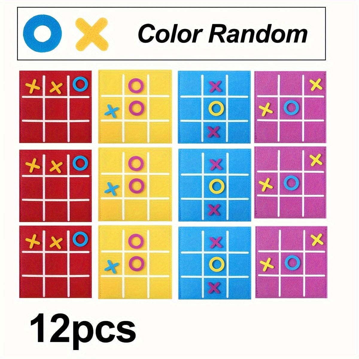 12pcs Mini Tic Tac Toe Game - Colorful Felt Material, Portable & Easy to Set Up, Ideal for Birthday Party Favors & Indoor Celebrations, Fun Family Activity, Party Game|Vibrant Game|Easy Setup Game, Game Accessories