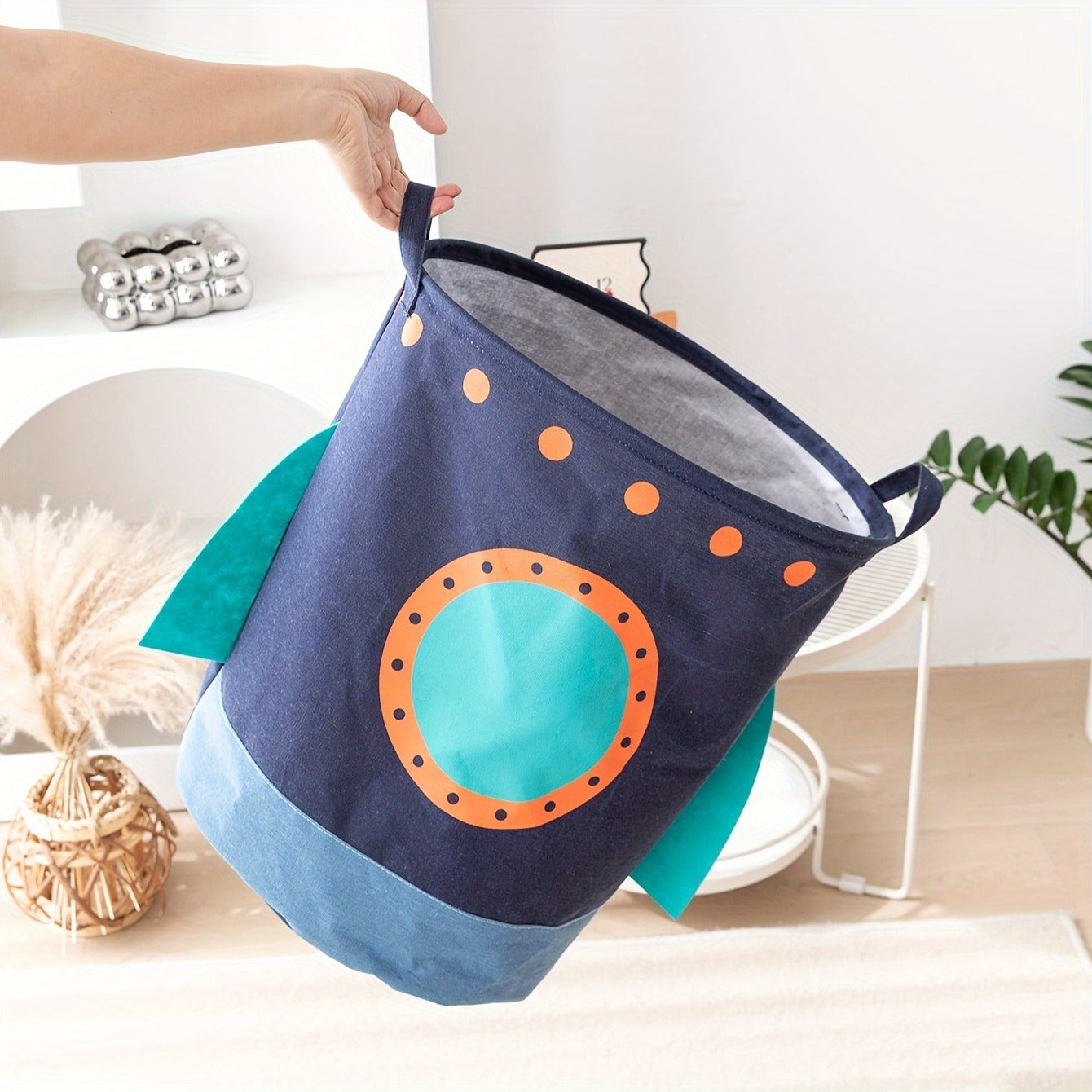 Space Planet Large Canvas Storage Basket , Foldable Nursery Hamper with Vibrant Cosmic Design for Boys & Girls - Ideal for Clothes, Toys, Office & Bedroom Organization, Nursery Organizer|Foldable Bin|Polyester Fabric, Laundry Baskets