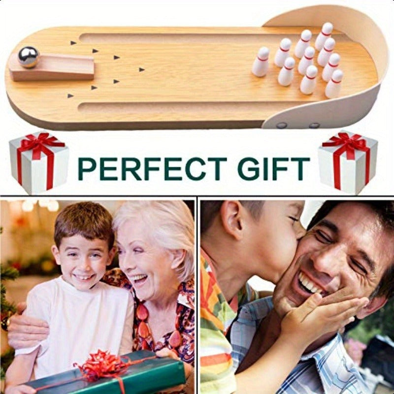 Table Top Mini Bowling Game SetTabletop Wooden Board Mini Arcade Desktop Tiny Bowling Shooting Alley Office Desk Str Relief Gadgets Small Finger Toys Fun Gag Gifts for MenWomen Teens Boys