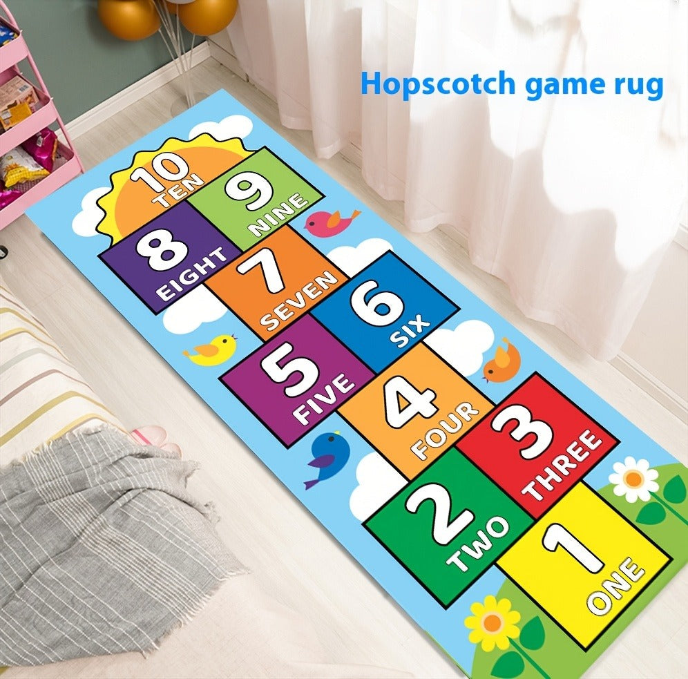Soft & Safe Classic Hopscotch Mat - Bright Colors for Playtime Fun, Suitable for Kids Ages 3+, Indoor/Outdoor Use, Skid-Proof Backing - Perfect for Play Space & Room Decor!
